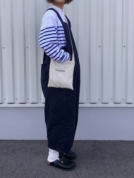 「Ray BEAMS（レイビームス）のアイテム（サロペット/オーバーオール）」を使った、Rabbitsekine🐰さん（レディース・162cm）の秋コーディネート