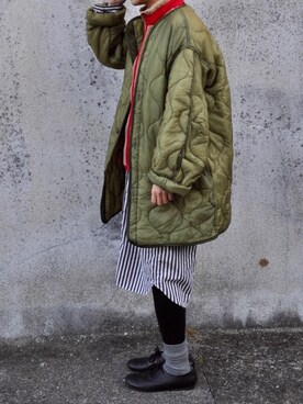 「patagonia」｜「アイテム（シャツワンピース）」を使った、Rabbitsekine🐰さん（レディース・162cm）の冬コーディネート