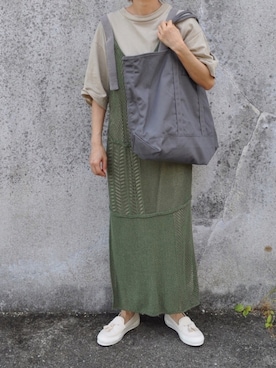 「BEAMS BOY（ビームスボーイ）のアイテム（スリッポン）」を使った、Rabbitsekine🐰さん（レディース・163cm）の夏コーディネート