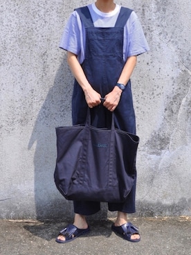 「Ray BEAMS（レイビームス）のアイテム（サロペット/オーバーオール）」を使った、Rabbitsekine🐰さん（レディース・163cm）の夏コーディネート