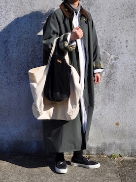 「BEAMS BOY（ビームスボーイ）のアイテム（シャツワンピース）」を使った、Rabbitsekine🐰さん（レディース・163cm）の秋コーディネート