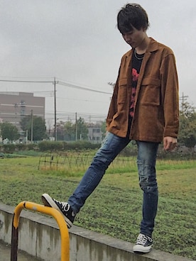 「semantic design（セマンティックデザイン）のアイテム（デニムパンツ）」を使った、iku .さん（メンズ・175cm）の秋コーディネート