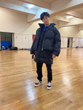 藤井優さんの「スタンド カラー ショート ペディン 中綿ジャケット」を使ったコーディネート