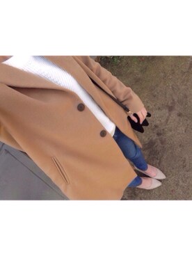 「ハイウエストパンツ」｜「アイテム（チェスターコート）」を使った、miiさん（レディース・160cm）の冬コーディネート