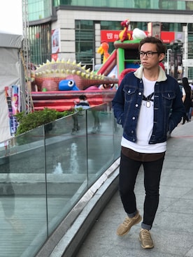 「PULL&BEAR（プルアンドベア）のアイテム（デニムジャケット）」を使った、Ben.Suさん（メンズ・174cm）の冬コーディネート