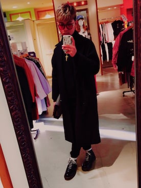 「Champion（チャンピオン）のアイテム（ニット/セーター）」を使った、ogawaさん（メンズ・173cm）の冬コーディネート