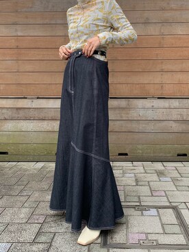 INella(イネラ)】アシメカットロングスカートを使った人気ファッション 