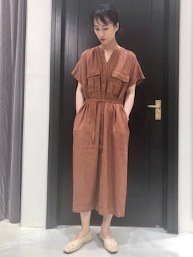 「サファリワンピ」｜fujiさん（レディース・162cm）の夏コーディネート