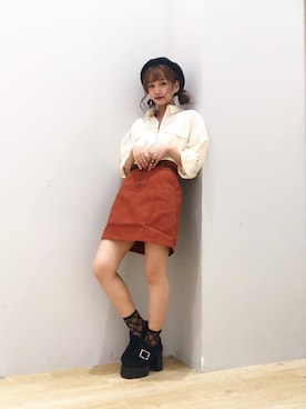 「テラコッタ」｜「アイテム（ハンチング/ベレー帽）」を使った、kazuchaさん（レディース・154cm）の夏コーディネート