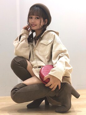 「秋のカフェオレコーデ」｜「アイテム（ハンチング/ベレー帽）」を使った、kazuchaさん（レディース・154cm）の秋コーディネート