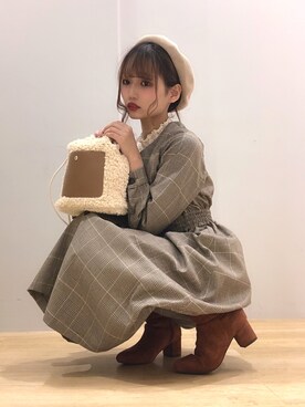 「スタッフセンバツ」｜「アイテム（ハンチング/ベレー帽）」を使った、kazuchaさん（レディース・154cm）の秋コーディネート