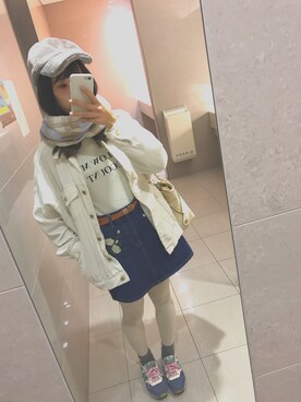 「me（ミイ）のアイテム（ジャケット/アウター）」を使った、haruka➶♡さん（レディース・164cm）の冬コーディネート