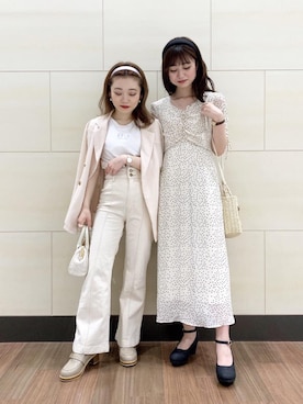 「双子コーデ」｜「アイテム（その他アウター）」を使った、もちをさん（レディース・144cm）の春コーディネート