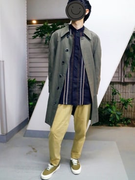 「LONDONFOG（ロンドンフォグ）のアイテム（ステンカラーコート）」を使った、shikuziさん（メンズ・172cm）の冬コーディネート