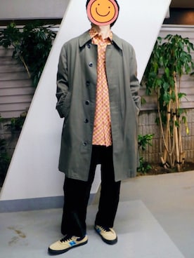 「LONDONFOG（ロンドンフォグ）のアイテム（ステンカラーコート）」を使った、shikuziさん（メンズ・172cm）の冬コーディネート