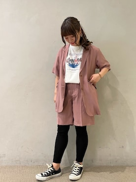 「PAGEBOY（ページボーイ）のアイテム（セットアップ）」を使った、chiakiさん（レディース・155cm）の夏コーディネート
