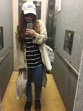 「SLOBE IENA（スローブイエナ）のアイテム（チェスターコート）」を使った、yayacoさん（レディース・156cm）の春コーディネート