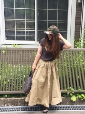 「グラミチ別注」｜「アイテム（帽子）」を使った、yayacoさん（レディース・156cm）の夏コーディネート