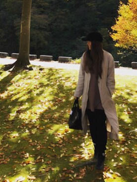 「SLOBE IENA（スローブイエナ）のアイテム（チェスターコート）」を使った、yayacoさん（レディース・156cm）の秋コーディネート