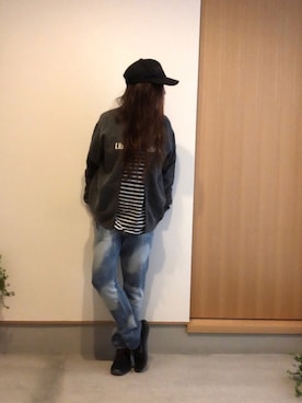 「FAD THREE（ファドスリー）のアイテム（パンツ）」を使った、yayacoさん（レディース・156cm）の冬コーディネート