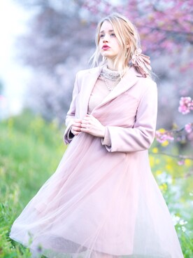 「ピンクコート」｜「アイテム（その他アウター）」を使った、ari2anaさん（レディース・165cm）の春コーディネート