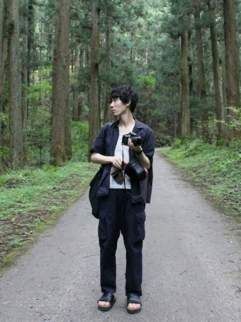 COMOLI 20SS タイプライターオープンカラーシャツ NAVY 3