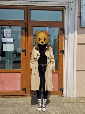 「CONVERSE（コンバース）のアイテム（Sneakers、ブラック系）」を使った、雅哥啊さん（レディース）の春コーディネート