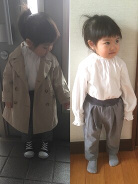 「アイテム（トレンチコート）」を使った、A&Nさん（キッズ・90cm）の春コーディネート
