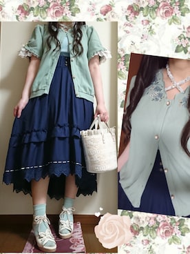 「axes femme（アクシーズファム）のアイテム（かごバッグ）」を使った、しゃけまろさん（レディース・148cm）の夏コーディネート