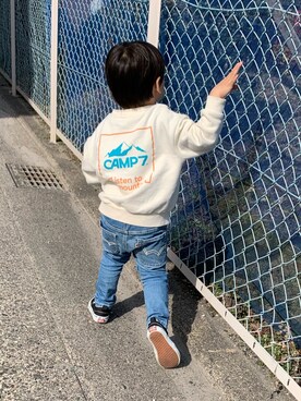 「CAMP7（キャンプセブン）のアイテム（スウェット）」を使った、kankanさん（キッズ・90cm）の冬コーディネート