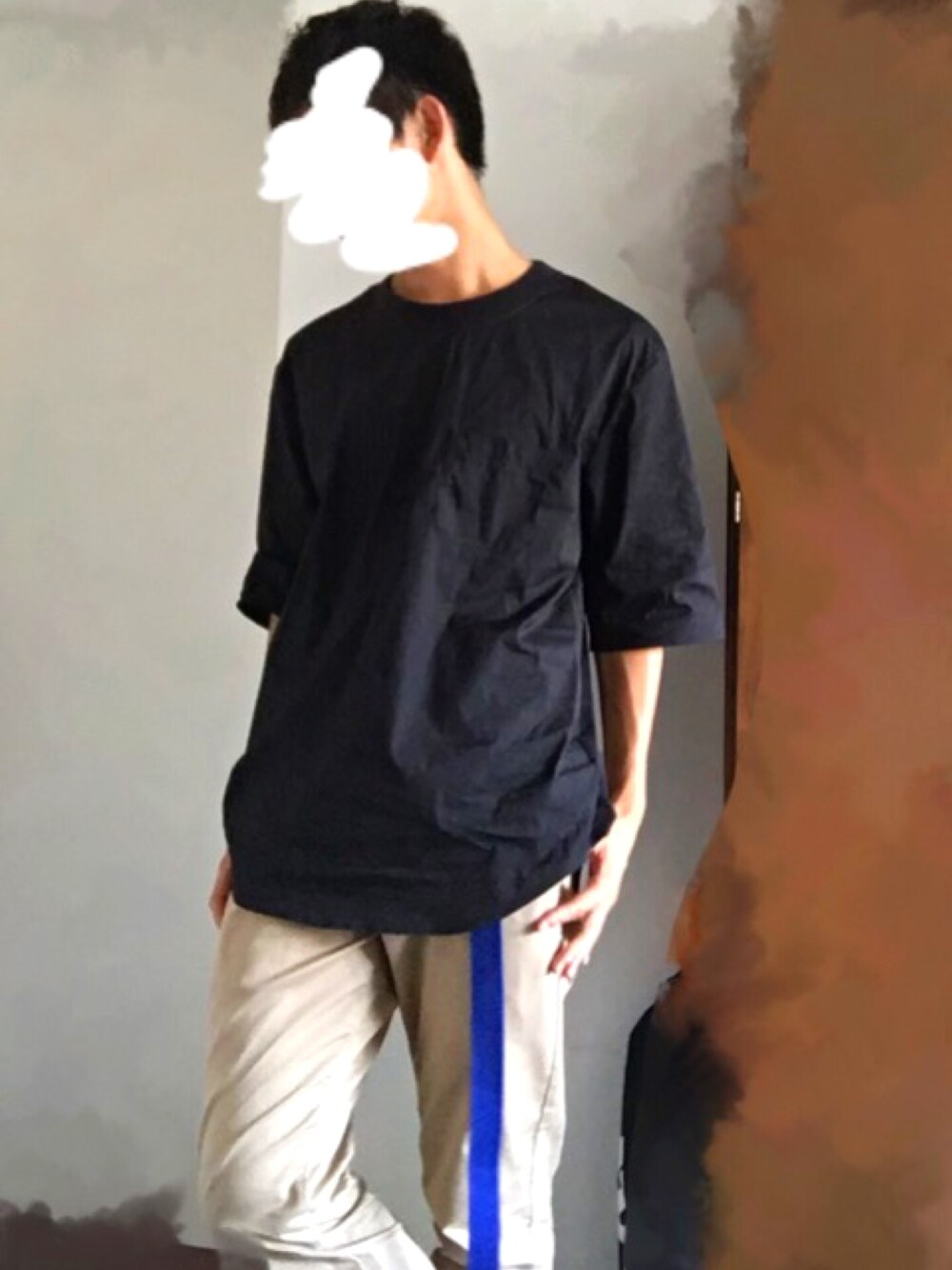 「GUのアイテム（Tシャツ/カットソー、ブラック系）」を使った、そう 。。さん（メンズ・172cm）の夏コーディネートの1枚目の写真