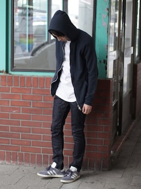 「nonnative（ノンネイティブ）のアイテム（パーカー）」を使った、Suyn Onozatoさん（メンズ・169cm）の春コーディネート