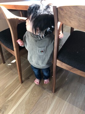 「FRUIT OF THE LOOM（フルーツオブザルーム）のアイテム（スウェット）」を使った、sakuuu.fuuuさん（キッズ・80cm）の秋コーディネート