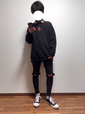 「ADRER（アドラー）のADRER バラシシュウビッグスウェット（スウェット）」を使った、HiROKiさん（メンズ・174cm）の冬コーディネート