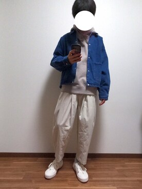 「WYM」｜「アイテム（デニムジャケット）」を使った、HiROKiさん（メンズ・174cm）の冬コーディネート