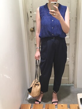 「NOMBRE IMPAIR（ノンブルアンペール）のアイテム（Tシャツ/カットソー）」を使った、iskさん（レディース・156cm）の夏コーディネート