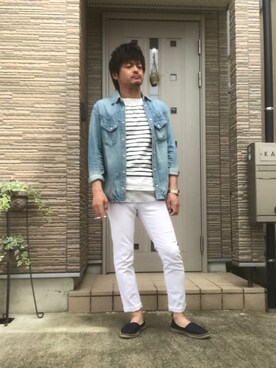 「AZUL by moussy（アズールバイマウジー）のアイテム（デニムジャケット）」を使った、タルナンドさん（メンズ・165cm）の春コーディネート