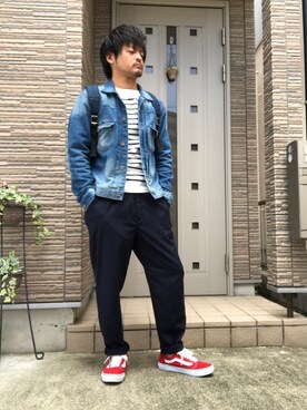 「SEVENDAYS=SUNDAY（セブンデイズサンデイ）のアイテム（デニムジャケット）」を使った、タルナンドさん（メンズ・165cm）の春コーディネート