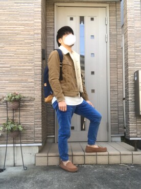 Gu ジーユー のデニムジャケット ブラウン系 を使った人気ファッションコーディネート Wear