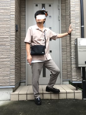 「SENSE OF PLACE by URBAN RESEARCH（センスオブプレイスバイアーバンリサーチ）のガンクラブチェックスリムテーパードスラックス（スラックス）」を使った、タルナンドさん（メンズ・165cm）の秋コーディネート
