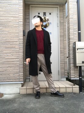 「niko and...（ニコアンド）のアイテム（チェスターコート）」を使った、タルナンドさん（メンズ・165cm）の秋コーディネート