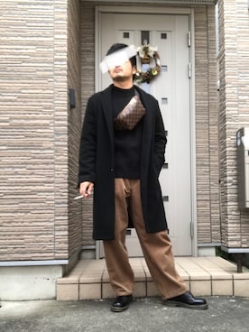 「niko and...（ニコアンド）のアイテム（チェスターコート）」を使った、タルナンドさん（メンズ・165cm）の冬コーディネート
