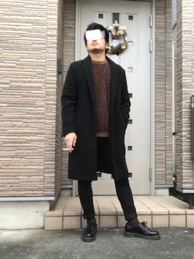 「niko and...（ニコアンド）のアイテム（チェスターコート）」を使った、タルナンドさん（メンズ・165cm）の冬コーディネート