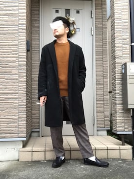 「niko and...（ニコアンド）のアイテム（チェスターコート）」を使った、タルナンドさん（メンズ・165cm）の冬コーディネート