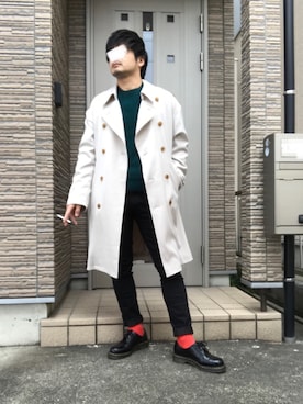 「SENSE OF PLACE by URBAN RESEARCH（センスオブプレイスバイアーバンリサーチ）のアイテム（トレンチコート）」を使った、タルナンドさん（メンズ・165cm）の冬コーディネート