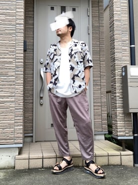 「UNITED TOKYO（ユナイテッドトウキョウ）のエアマルチソールサンダル（サンダル）」を使った、タルナンドさん（メンズ・165cm）の夏コーディネート