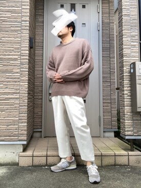 「act'm（アクトム）のアイテム（ニット/セーター）」を使った、タルナンドさん（メンズ・165cm）の秋コーディネート