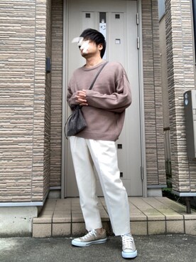 「act'm（アクトム）のアイテム（ニット/セーター）」を使った、タルナンドさん（メンズ・165cm）の秋コーディネート