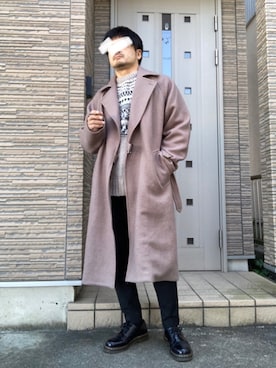 「shiki tokyo（シキトウキョウ）のアイテム（トレンチコート）」を使った、タルナンドさん（メンズ・165cm）の冬コーディネート