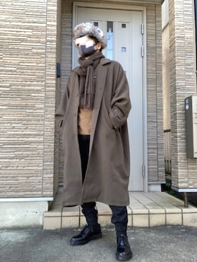 「ドルマン」｜「アイテム（ステンカラーコート）」を使った、タルナンドさん（メンズ・165cm）の冬コーディネート
